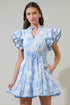 Poly Leaf Alina Ruffle Shift Mini Dress